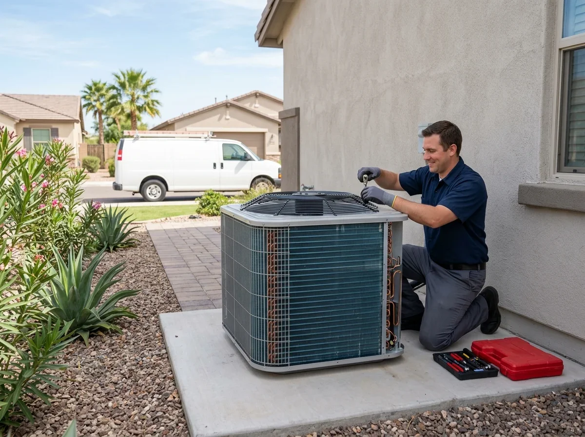 Professional ac coil fan motor and condenser unit repair completed