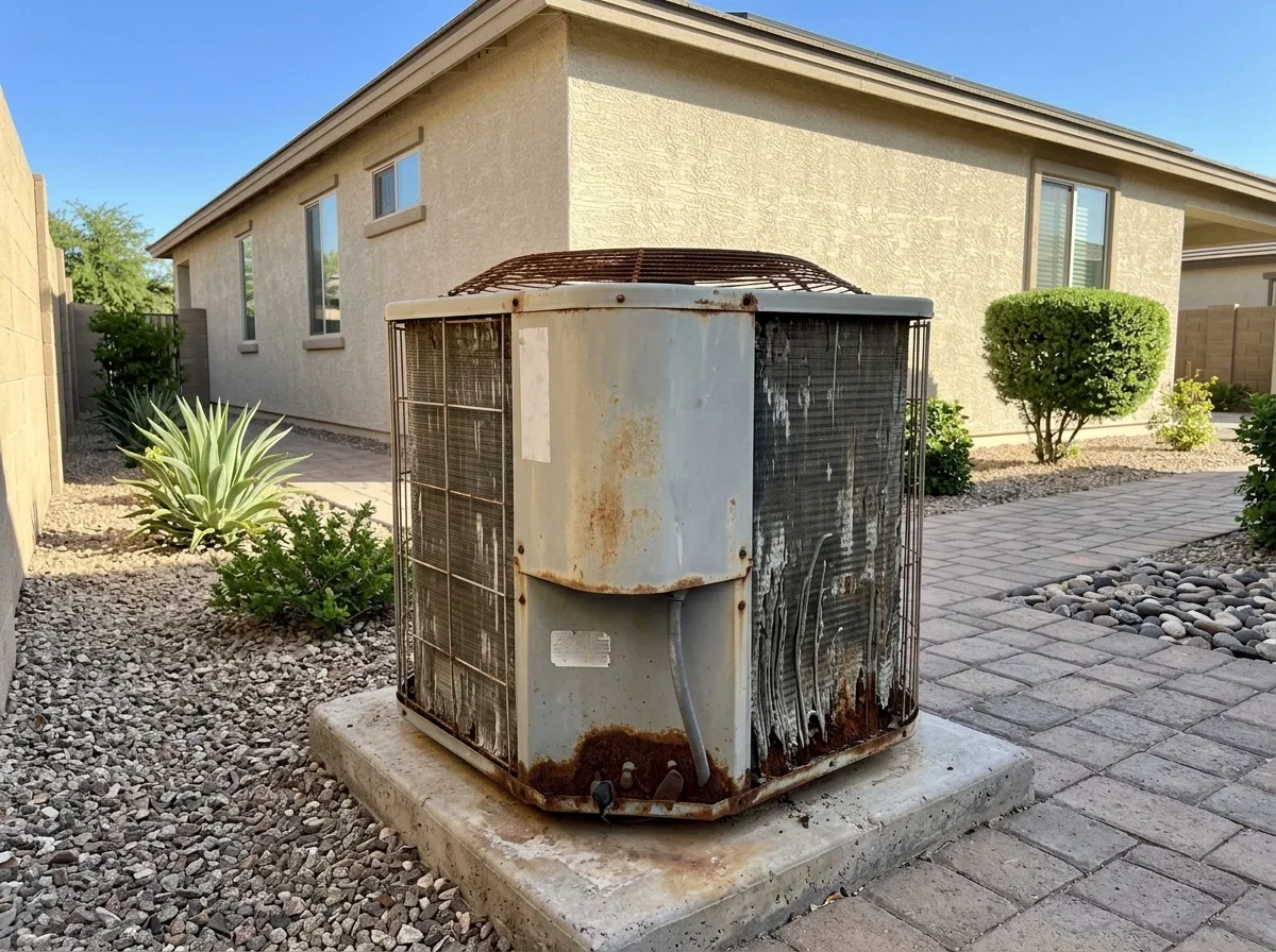 Replace your rusted condenser with a high efficiency heat pump