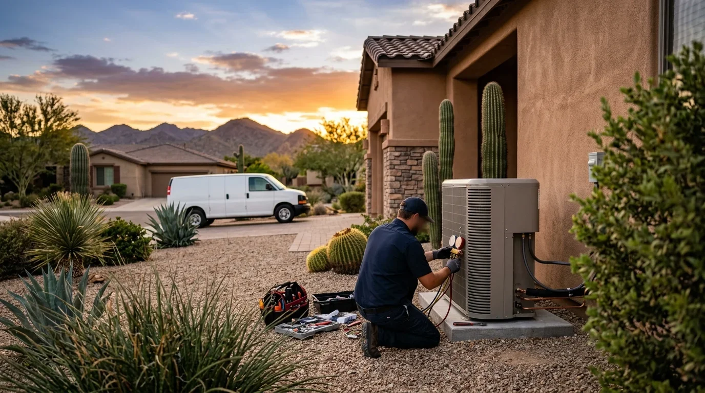 Expert technicians performing precision heat pump installation and system repairs